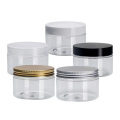 Clear 100G 150G 200G 250G Cosmetic Plastic Cream Jar With Black Lids